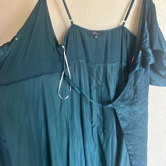 Lulu's Emerald Green Ruffle Cold-Shoulder Maxi Dress - Picture 15 of 15